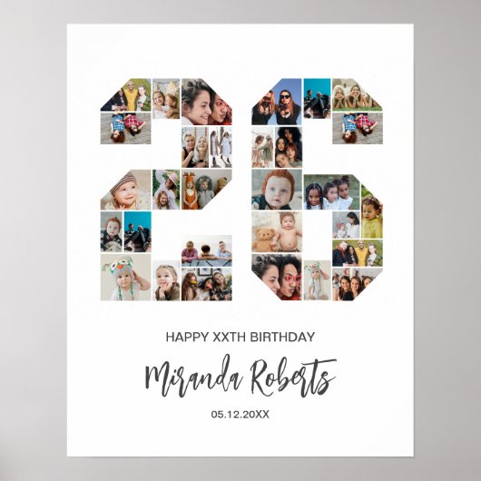 26誕生日第26カスタム号写真コラージュ ポスター (正面)