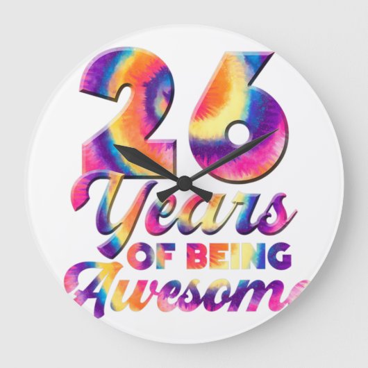 26誕生日絞り染め26歳の誕生日  ラージ壁時計 (正面)