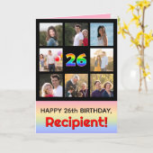 26誕生日:おもしろいレインボー#,カスタム写真+名前 カード (黄色い花)