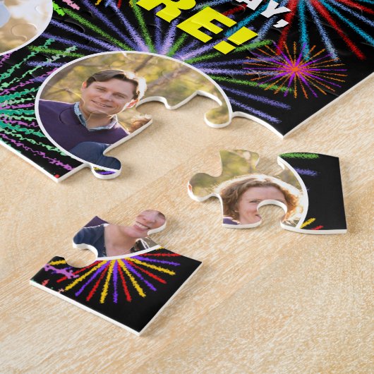 26誕生日:おもしろいレインボー#,名前をカスタムする+写真 ジグソーパズル (側面)