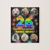 26誕生日:おもしろいレインボー#,名前をカスタムする+写真 ジグソーパズル (縦)