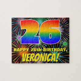 26誕生日:おもしろい、お祝カラフルい花火 ジグソーパズル
