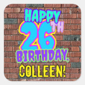 26誕生日-おもしろい、アーバングラフィティインスパイアルック スクエアシール (正面)