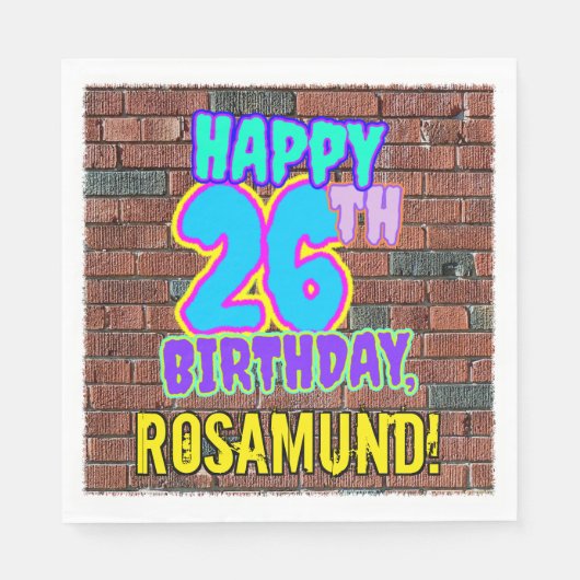 26誕生日~おもしろい、アーバングラフィティインスパイアルック スタンダードランチョンナプキン (正面)