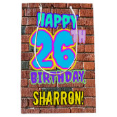 26誕生日:おもしろい、アーバングラフィティインスパイアルック ミディアムペーパーバッグ (正面)