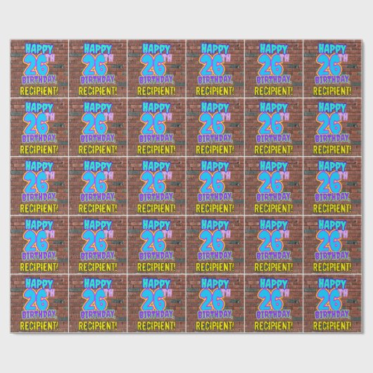 26誕生日:おもしろい、アーバングラフィティインスパイアルック ラッピングペーパー (フラット)