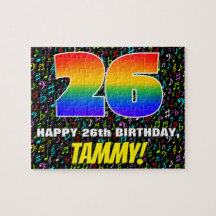 26誕生日:おもしろい、カラフル音楽シンボル、「26」