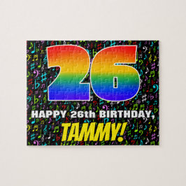 26誕生日:おもしろい、カラフル音楽シンボル、「26」 ジグソーパズル