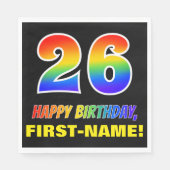 26誕生日:はっきりした,おもしろい,シンプル虹, 26 スタンダードランチョンナプキン (正面)