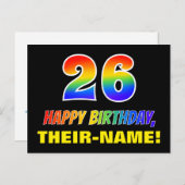 26誕生日:はっきりした,おもしろい,シンプル虹, 26 ポストカード (正面/裏面)