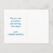 26誕生日:はっきりした,おもしろい,シンプル虹, 26 ポストカード (裏面)