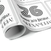 26誕生日:アールデコインスパイアスタイル「26」 +名前 ラッピングペーパー (ロールコーナー)