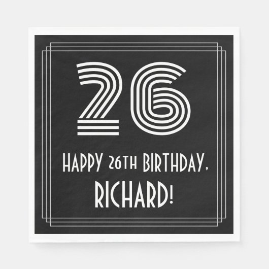 26誕生日:インスパイアアールデコ検索"26" +名前 スタンダードランチョンナプキン (正面)