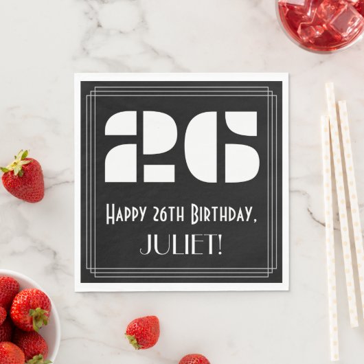 26誕生日:インスパイアアールデコ検索"26" +名前 スタンダードランチョンナプキン (インサイチュ)