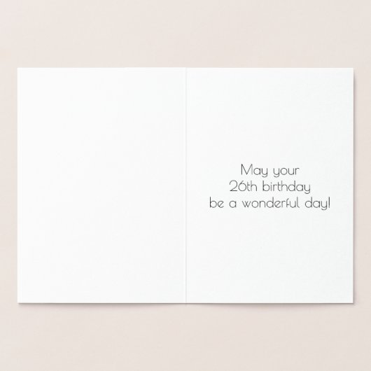 26誕生日:インスパイアアールデコ「26」の外観と名前 箔カード (内部)