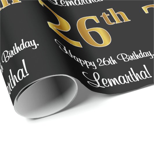 26誕生日:エレガント豪華なフェイク金ゴールドルック# ラッピングペーパー (ロールコーナー)