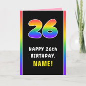 26誕生日:カラフルレインボー# 26,名前をカスタムする カード (正面)