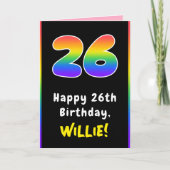 26誕生日:カラフルレインボー# 26,名前をカスタムする カード (正面)