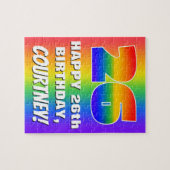 26誕生日: カラフル、おもしろいレインボーパターン# 26 ジグソーパズル (横)