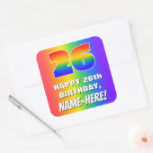 26誕生日: カラフル、おもしろいレインボーパターン# 26 スクエアシール (封筒)