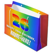 26誕生日: カラフル、おもしろいレインボーパターン# 26 ラージペーパーバッグ (正面アングル)