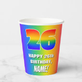 26誕生日: カラフル、おもしろいレインボーパターン# 26 紙コップ (裏面)