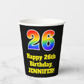 26誕生日:カラフル、おもしろい、エキサイティング、レインボー26 紙コップ (正面)
