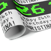 26誕生日 – ネディ/オタク系のスタイル「26」と名前 ラッピングペーパー (ロールコーナー)