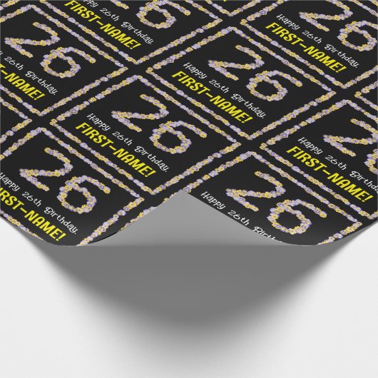 26誕生日:フローラ花数名前をカスタムする ラッピングペーパー (角)