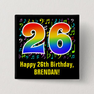 26誕生日:ミュージカラフルックシンボル,レインボー26 缶バッジ