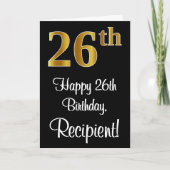 26誕生日~ラグジュアリーエレガントなフェイク金ゴールドルック# カード (正面)