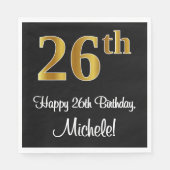 26誕生日～ラグジュアリーエレガントなフェイク金ゴールドルック# スタンダードランチョンナプキン (正面)