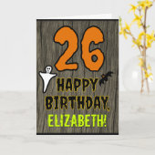 26誕生日:不気味ハロウィーンテーマ、名前をカスタムする カード (黄色い花)