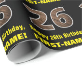 26誕生日:名前フェイク&木目パターン「26」 ラッピングペーパー (ロールコーナー)