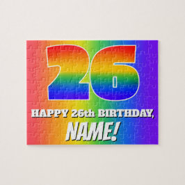 26誕生日— 数々の – 色レインボーパターン「26」 ジグソーパズル