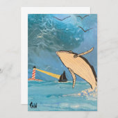 261.クジラと灯台 サンキューカード (正面/裏面)