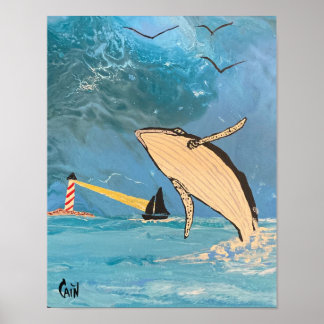 261.クジラと灯台 ポスター