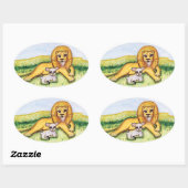 261.ライオンと仔ヒツジ 楕円形シール (シート)