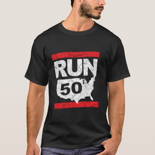 262 走 50州マラソ走ンランナーインスパイア Tシャツ (正面)
