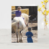 263.アミッシュな娘と馬 カード (黄色い花)