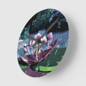 263.ハスとトンボ ラウンド壁時計 (傾斜)