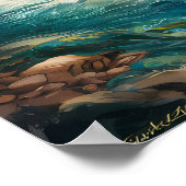 263.黄金の魚を持つクマ ポスター (角)