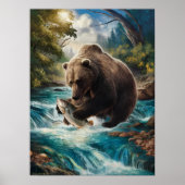 263.黄金の魚を持つクマ ポスター (正面)