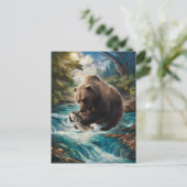 263.黄金の魚を持つクマ ポストカード (スタンド正面)