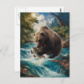 263.黄金の魚を持つクマ ポストカード (正面/裏面)