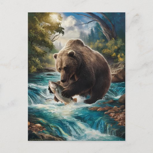 263.黄金の魚を持つクマ ポストカード (正面)
