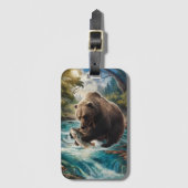 263.黄金の魚を持つクマ ラゲッジタグ (正面縦)