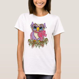 264.フクロウとヒイラギ Tシャツ
