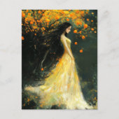 264.女性とオレンジの木 ポストカード (正面)