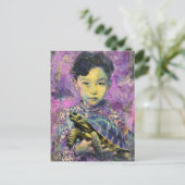 264.子どもと亀 ポストカード (スタンド正面)